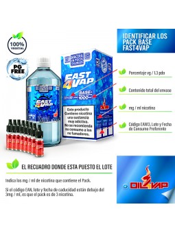 F4V - PACK BASE Y NIKOVAPS 3mg/ml (TOTAL 1000ML) Oil4Vap