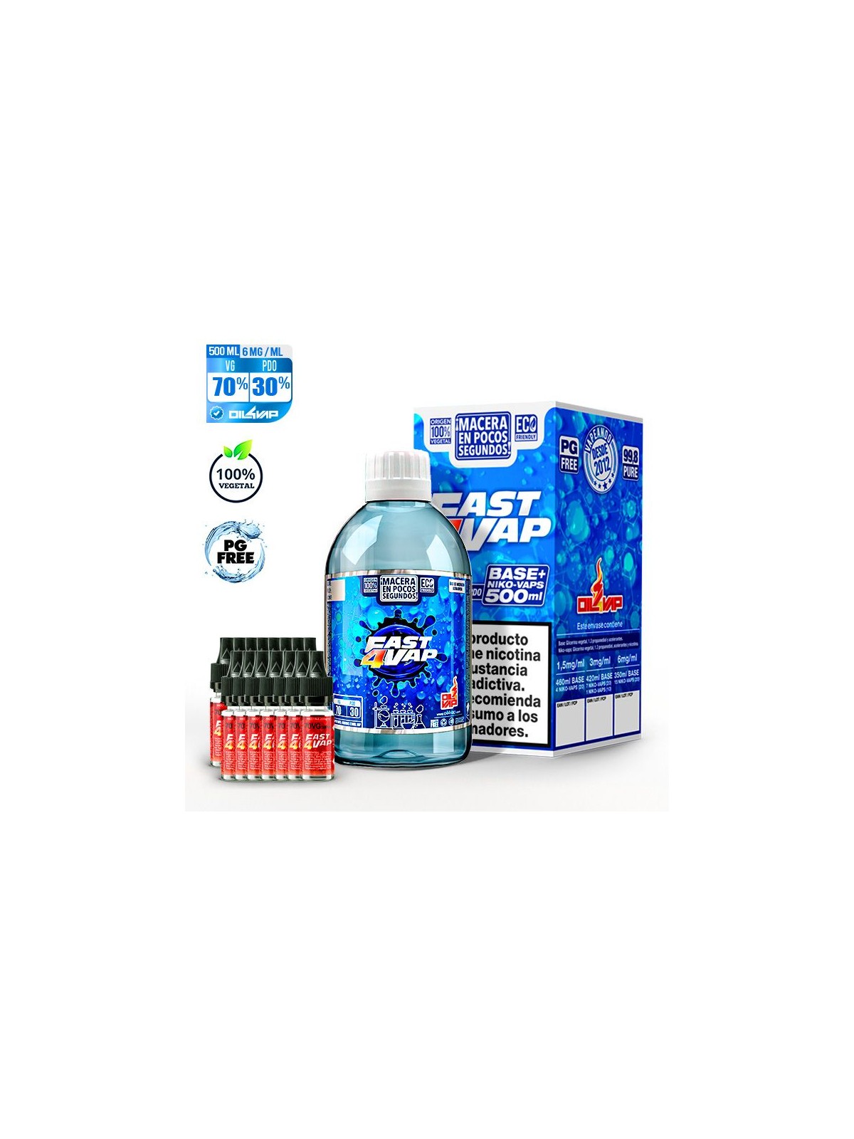 F4V - PACK BASE Y NIKOVAPS 6mg/ml (TOTAL 500ML) Oil4Vap