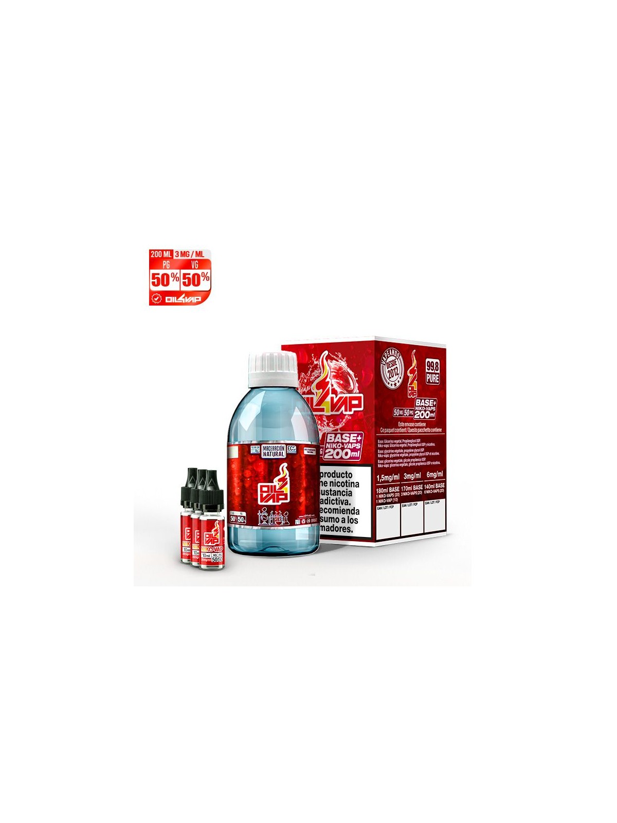 O4V - PACK BASE Y NIKOVAPS 3mg/ml (TOTAL 200ML) Oil4Vap