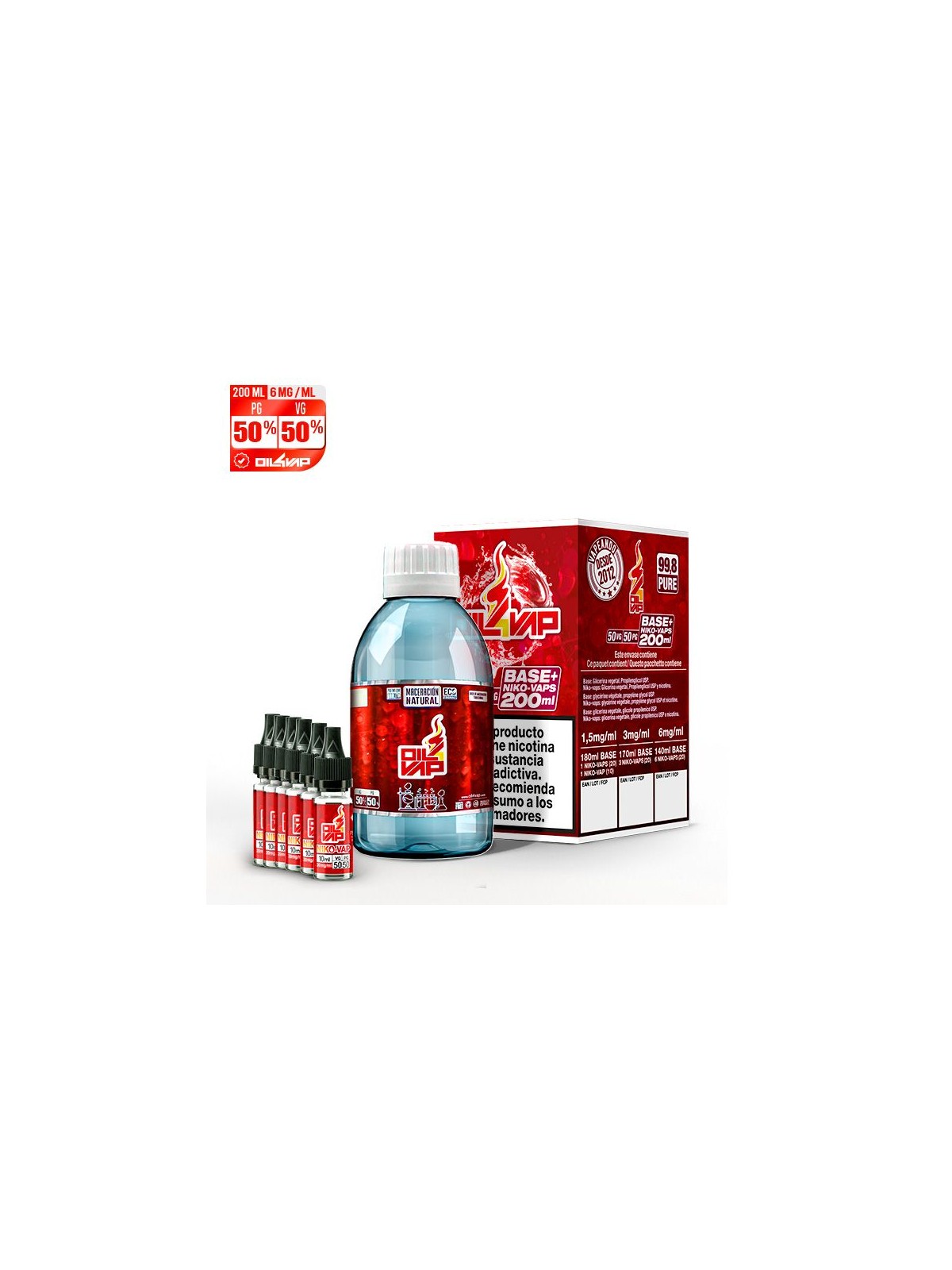 O4V - PACK BASE Y NIKOVAPS 6mg/ml (TOTAL 200ML) Oil4Vap