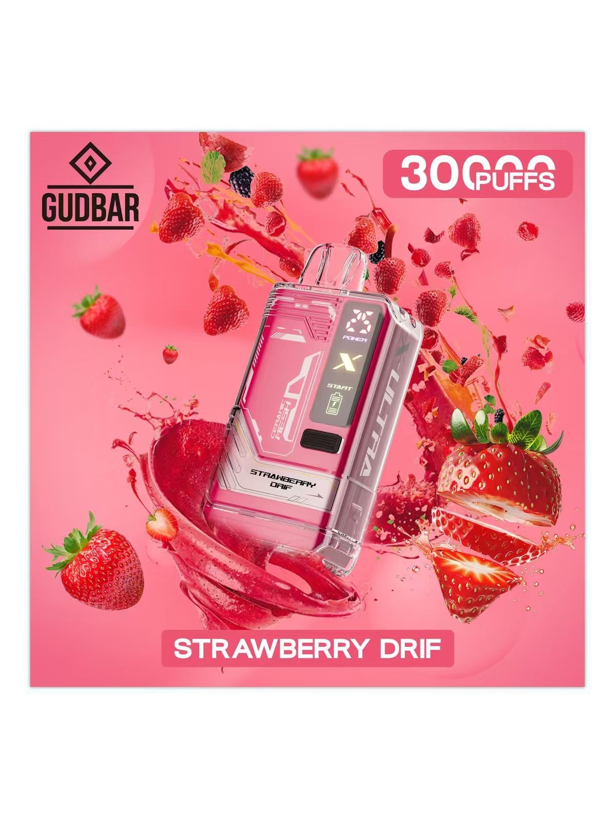 GB - GUDBAR X-ULTRA 30.000 PUFFS STRAWBERRY DRIF (SIN NICOTINA) GUDBAR - 1