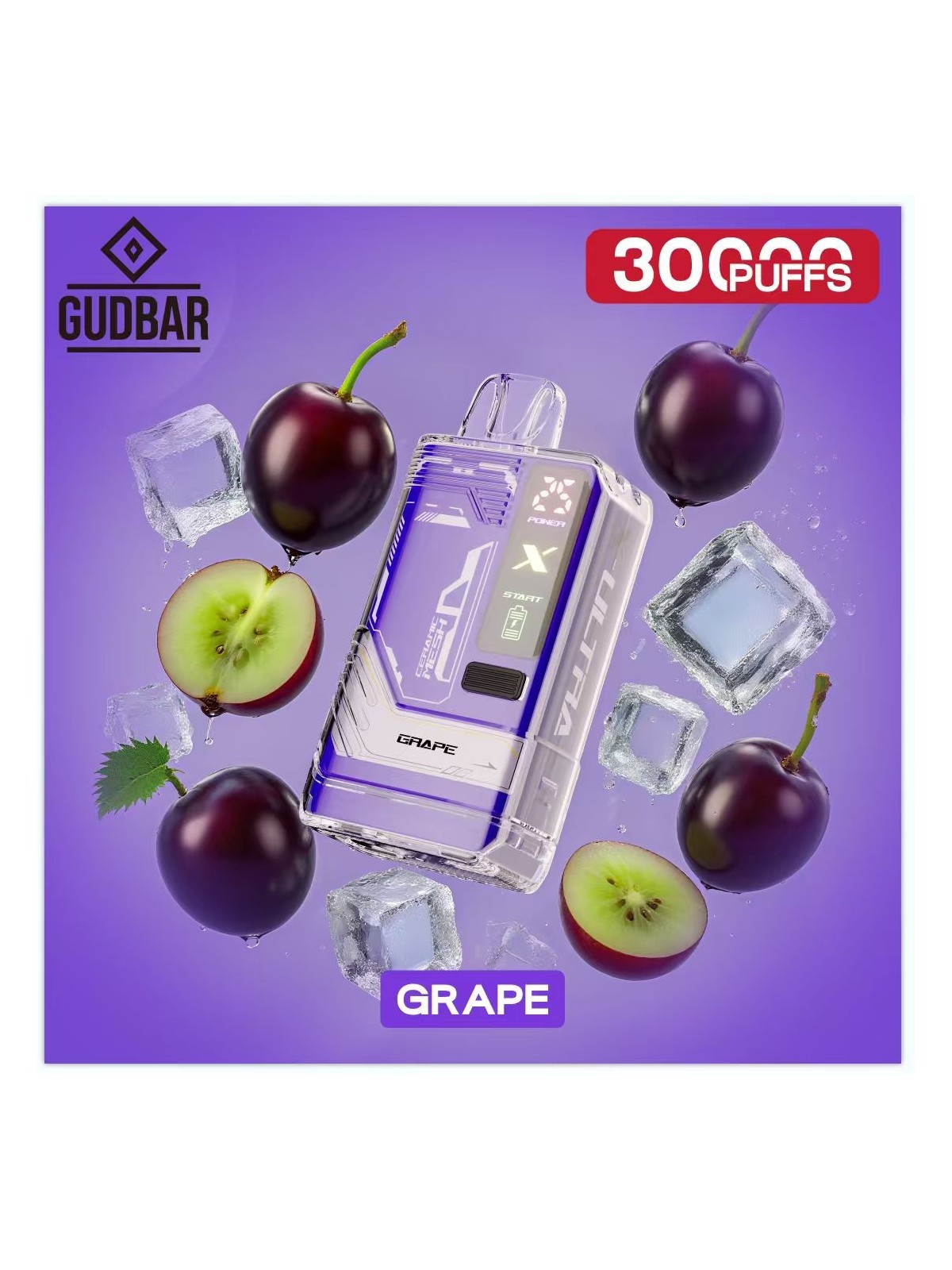 GB - GUDBAR X-ULTRA 30.000 PUFFS GRAPE (SIN NICOTINA) GUDBAR - 1