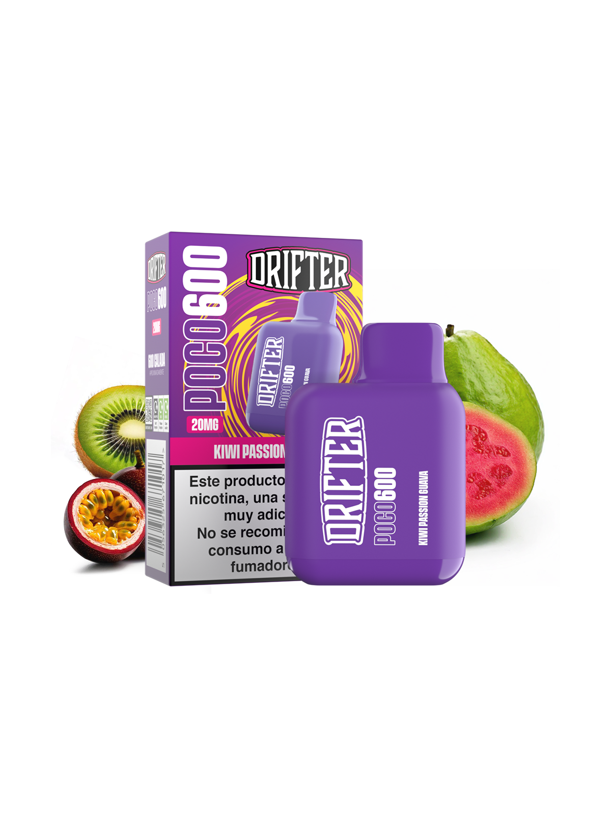 DFT - DRIFTER POCO 600 KIWI PASSION FRUIT GUAVA 20MG 2ML