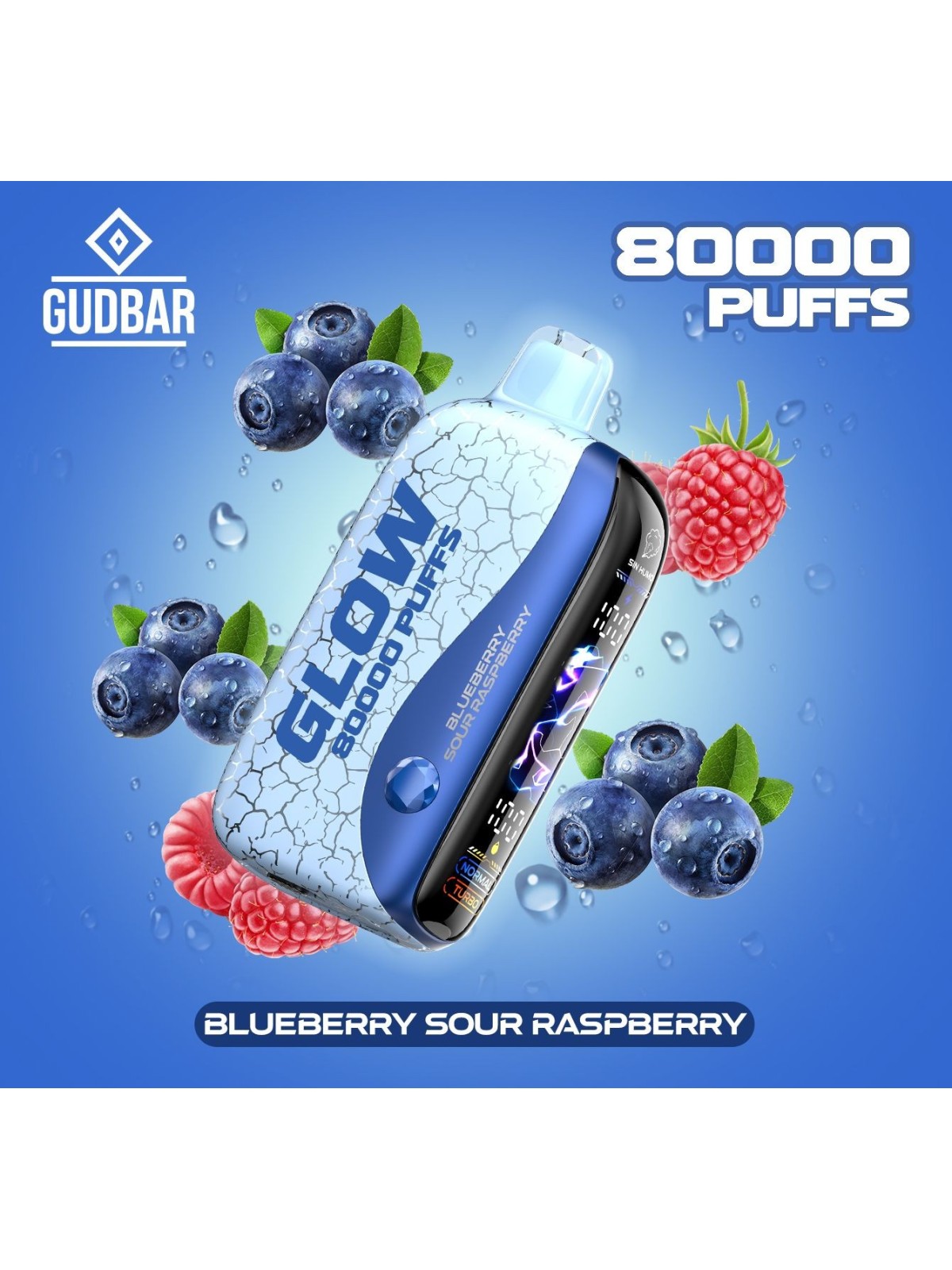 GB - GUDBAR GLOW 80.000 PUFFS BLUEBERRY SOUR RASPBERRY (SIN NICOTINA) GUDBAR - 1