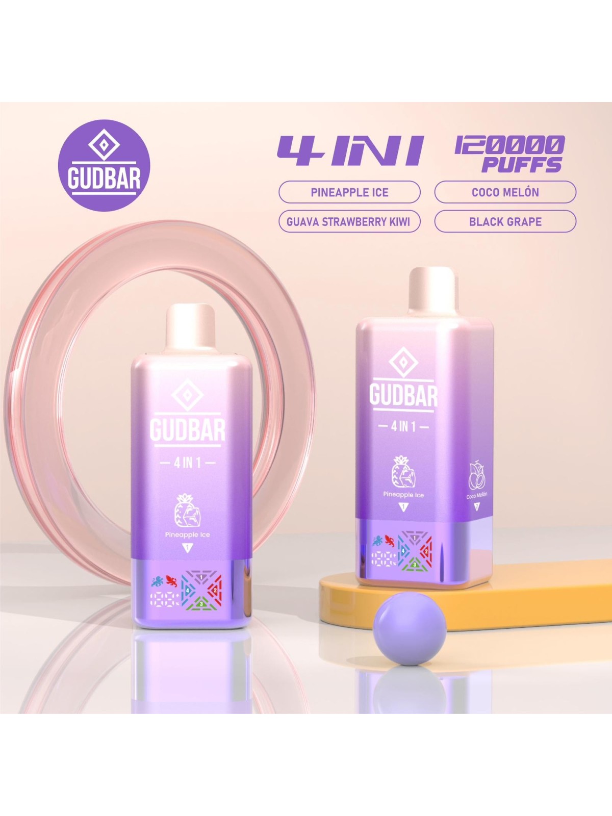 GB - GUDBAR 4 IN 1 120.000 PUFFS (SIN NICOTINA) PINEAPPLE ICE...