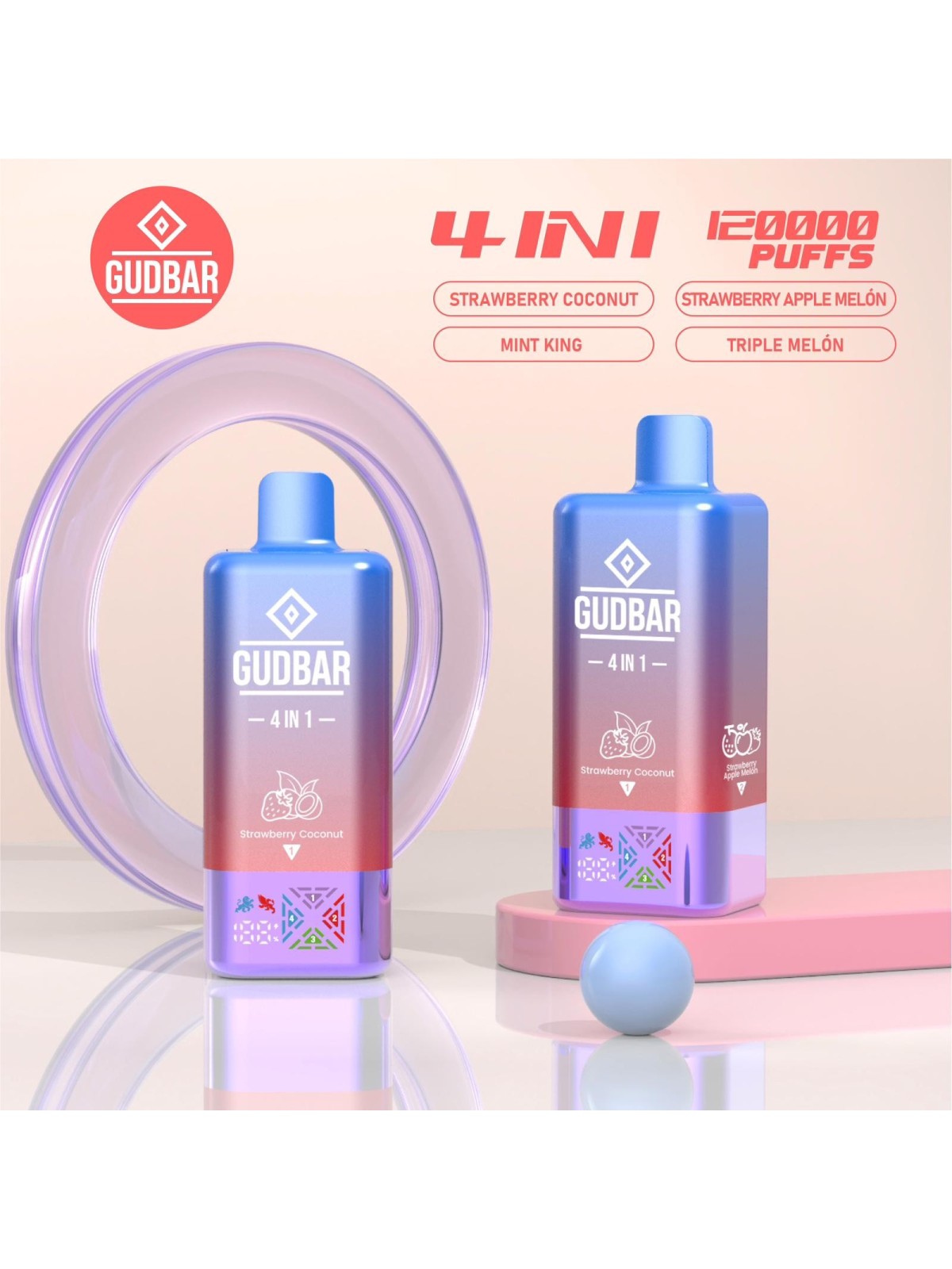 GB - GUDBAR 4 IN 1 120.000 PUFFS (SIN NICOTINA) STRAWBERRY COCONUT...